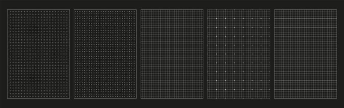 Detailed blueprint black graph shows multiple grid layouts useful for architects and designers to draft building plans or layout designs effectively.