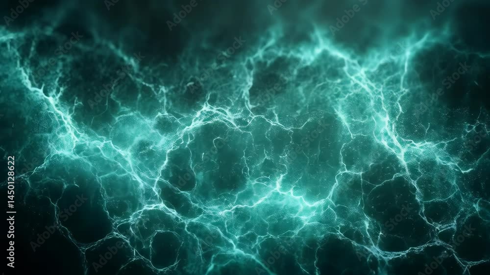 Poster flowing teal liquid with bright highlights creating a mesmerizing motion background for a digital an