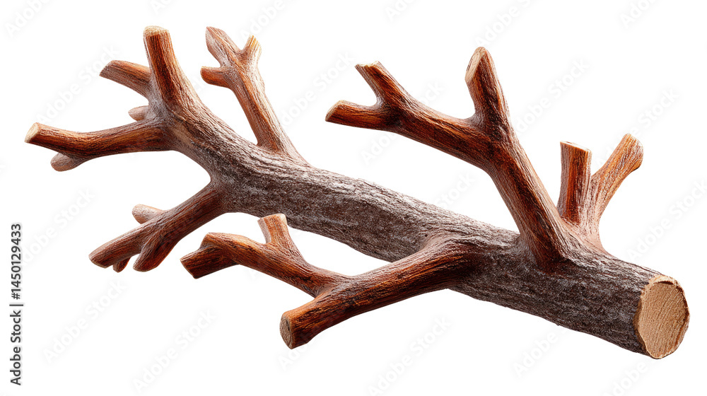 Aufkleber dried branch: a weathered and gnarled branch of a deciduous tree. isolated on a white background for