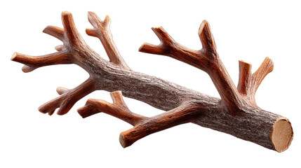 Fototapeta premium Dried Branch: A weathered and gnarled branch of a deciduous tree. Isolated on a white background for creative design and artistic use.