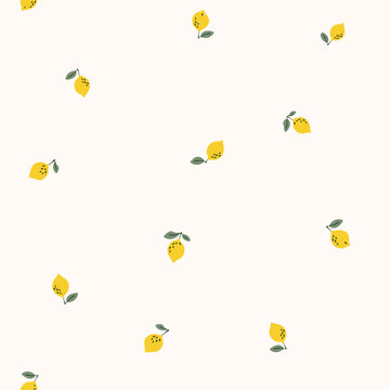 Vector illustration. Mini lemons seamless pattern, summer fabric design, baby clothes print, mini fruit seamless pattern