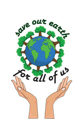 Vector illustration of world earth day, world tree day, and environment day. Suitable for commemorating world earth day and something related to protecting the environment