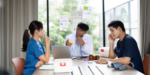 Team Doctor and Meeting. Healthcare professionals brainstorming during a team meeting.