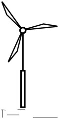 Modern wind turbine with three blades on a vertical axis symbolizing renewable energy. Ideal for sustainability, green energy, climate action, innovation, eco-friendly concepts, clean power, flat