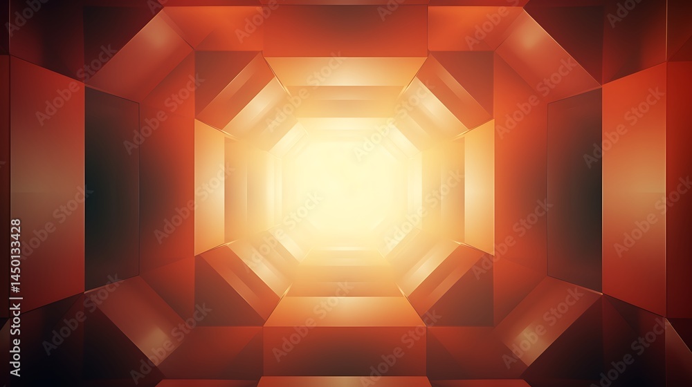 Poster illuminated geometric tunnel: a captivating visual journey through a geometric tunnel, where the pla