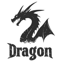 Dragon Illustration with Text Label