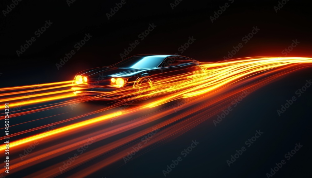Poster speed light moving: a spectacular render of flashing neon and glowing lights in a dark setting, crea