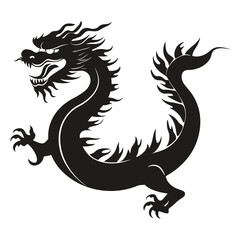 Silhouette of Classic Curled Dragon Facing Right