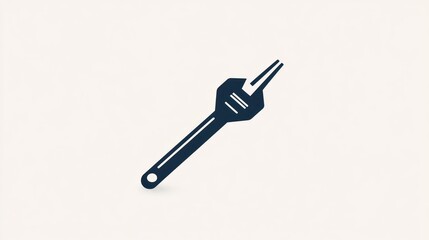 Simple wrench tool icon, graphic design, repair, maintenance, on light background