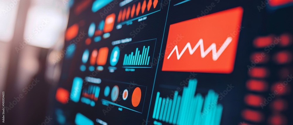 Poster data visualization with graphs and charts on a digital screen. inclusive business social enterprise.