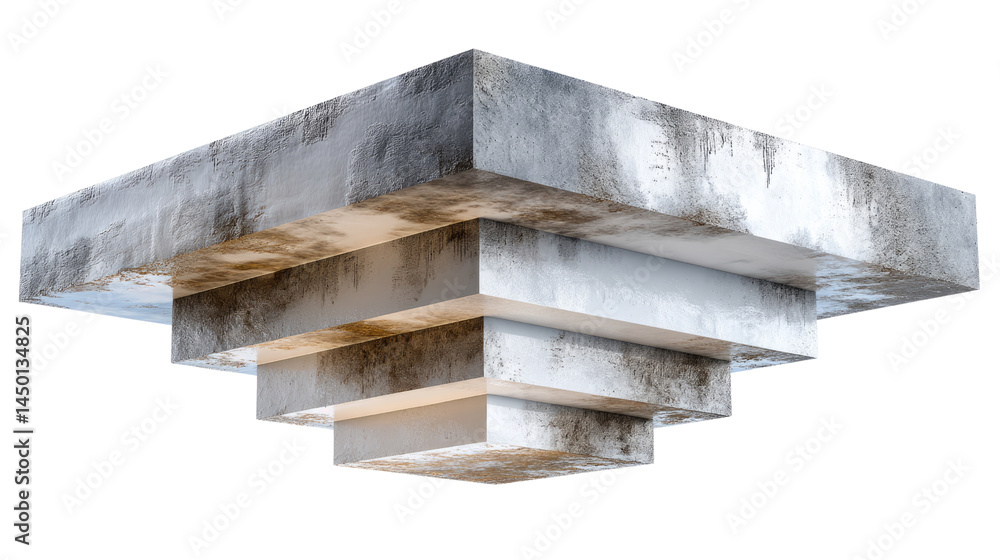 Aufkleber architectural abstract: an artistic rendering of a stacked concrete form, featuring layered blocks. 