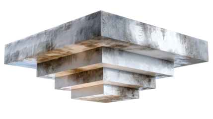 Architectural Abstract: An artistic rendering of a stacked concrete form, featuring layered blocks. The rugged texture, and modern aesthetic create a visual dialogue between mass and negative space.