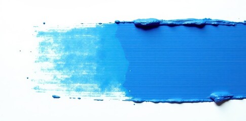Single stroke of vibrant blue paint on pristine white canvas , beauty, artistic