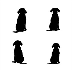 Set of Sitting Dog Back View Silhouettes Vector for Pet Lovers, Dog Breeds, Veterinary Care, Animal Icons