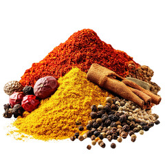 Aromatic culinary spice assortment against a contrasting black background for food concepts
