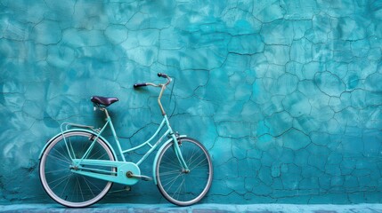Celebration of world bicycle day with vintage bike against textured wall. Horizontal banner. Copy space. World Car Free Day