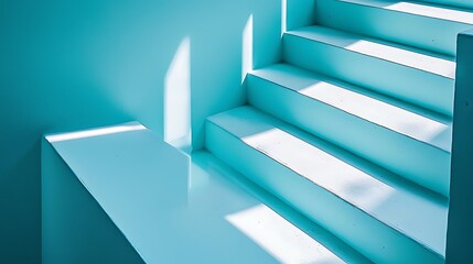 Obraz premium Interior stairway design with turquoise and light.