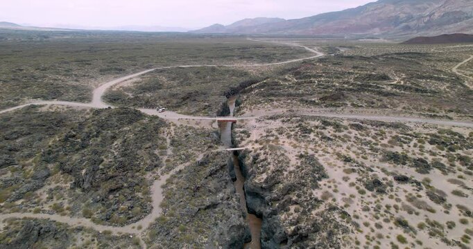 Volcanic landscape of Payunia Reserve, crossed by Route 40 in Mendoza, Argentina