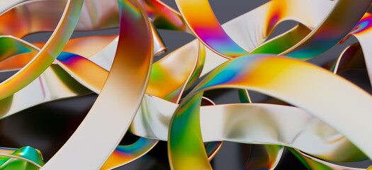 Colorful abstract background with iridescent metallic ribbons. Perfect for modern designs.