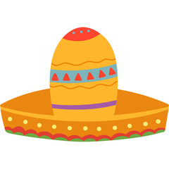 Mexican Sombrero: A vibrant, illustrated Mexican sombrero, ready to bring a touch of fiesta, rich in color, ready to celebrate in a playful style.