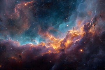 Fototapeta premium Cosmic Nebula Cloudscape Stunning Orange Teal Space Starscape
