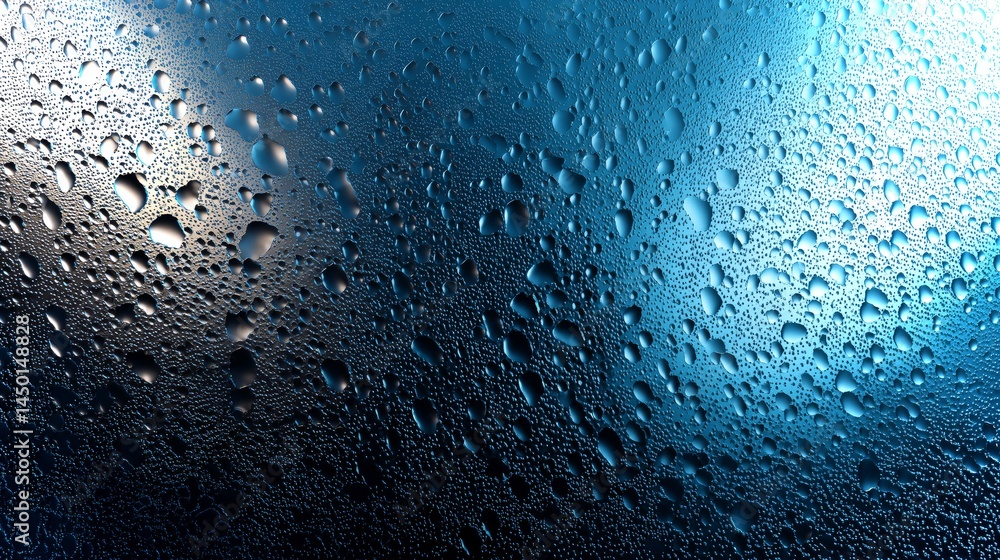 Aufkleber water droplets create a textured backdrop with blue hues and eco-friendly vibes in an empty space