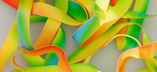 Download this vibrant stock photo of colorful ribbons swirling, ideal for modern designs.