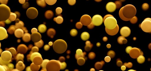 Abstract background of floating gold and brown spheres. Perfect for modern designs.