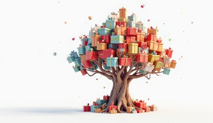 abstract tree made of colorful splashes