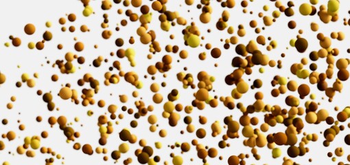 Floating gold spheres, abstract background, great for websites and presentations.
