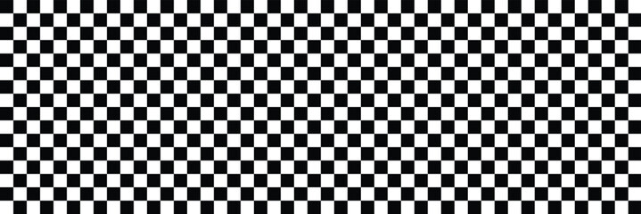 Black and white square grid pattern for background. Grid geometric square shape. Race flag. horizontal black and white checked sport or racing flag background. Chess texture vector illustration. 