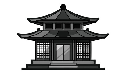 Traditional east asian temple building illustration