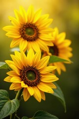 Abstract golden hues, stylized sunflowers, blurred background, visual, warm