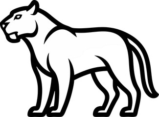 Saber-Toothed Cat (Extinct) icon line art vector on transparent background