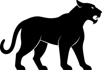 Saber-Toothed Cat (Extinct) icon Silhouette vector on transparent background