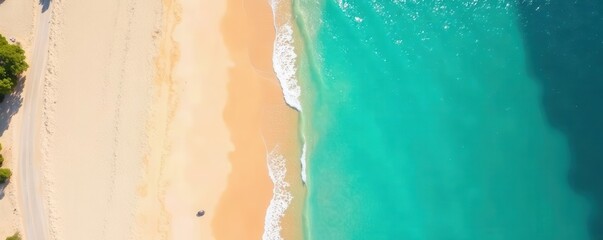 Sandy beach, turquoise water, drone perspective, turquoise, drone, aerial