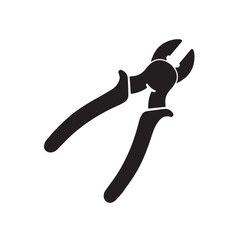 Simple Black and White Illustration of Cutting Pliers.