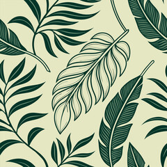 Tropical leaves in intricate patterns decorating a light background for artistic inspiration Generative AI