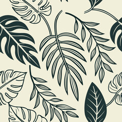 Intricate patterns of tropical leaves displayed on a light background in a modern design setting Generative AI