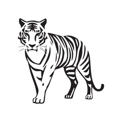 tiger black silhouette vector, Simple silhouette Design vector icon with white background