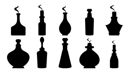 set of bottles silhouette vector