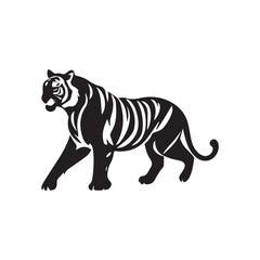 tiger black silhouette vector, Simple silhouette Design vector icon with white background