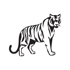 tiger black silhouette vector, Simple silhouette Design vector icon with white background