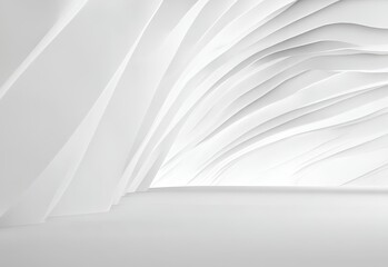 Abstract White Geometric Patterns with Curved Lines and Shadows