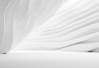 Abstract White Architectural Interior with Curved Walls