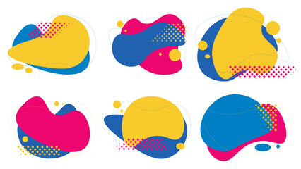 Set of abstract modern shapes in bright colors. Dynamic contemporary background. Design elements for poster, collage, layout, flyer. Vector graphics © Iry