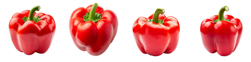 Vibrant red bell peppers on display.