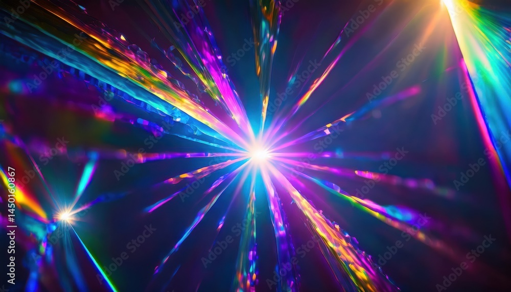 Poster vibrant light burst with rainbow spectrum rays and glowing energy beams abstract background for digi
