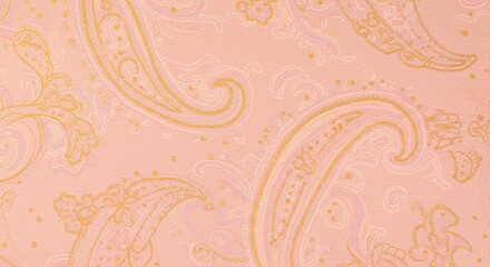 Fototapeta premium Cultural Design Soft Pink Gold Paisley Inspired Japanese Kimono Fabric Textile Pattern