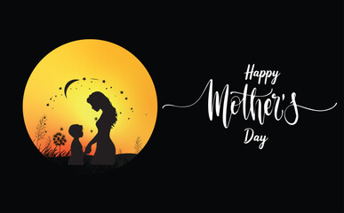Heartwarming Mother's Day Art – Mom and Child Vector Scene